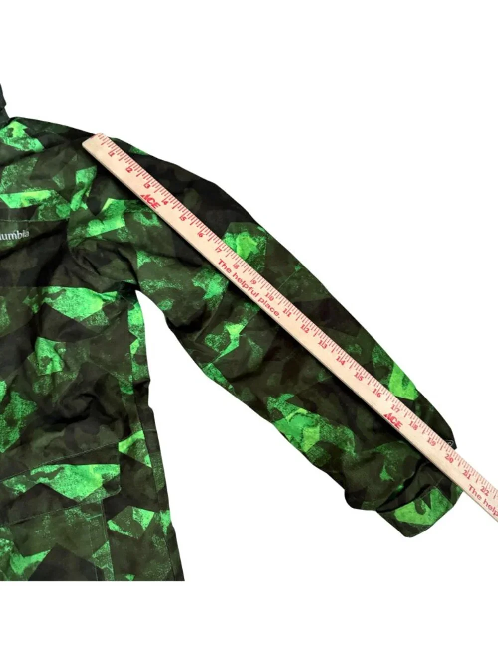 Columbia Boy's Windbreaker Jacket Sz L Green Camo Interchange Ski Rain Coat